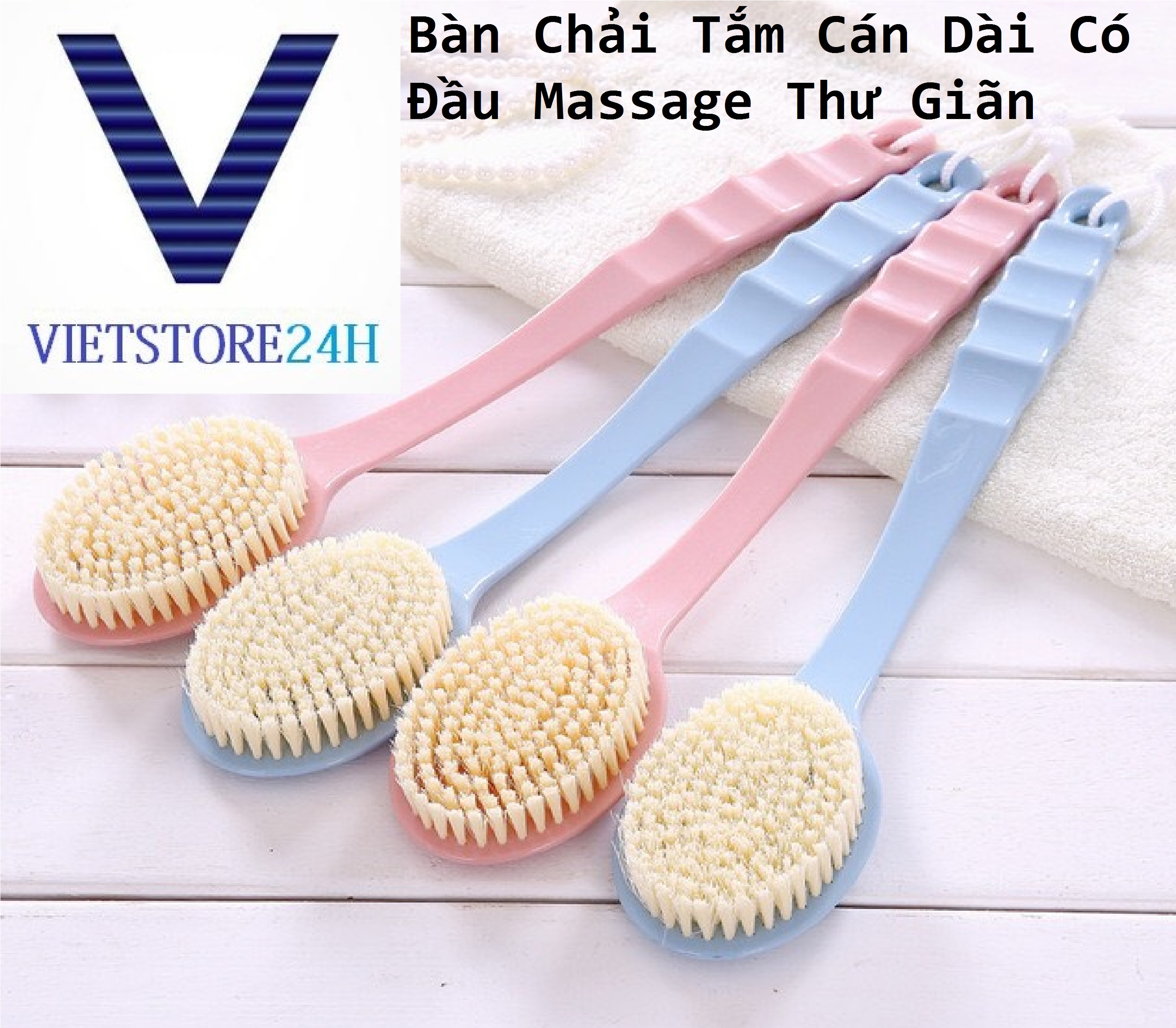 Bàn Chải Tắm Cán Dài Có Đầu Massage Thư Giãn VT - Giao Ngẫu Nhiên