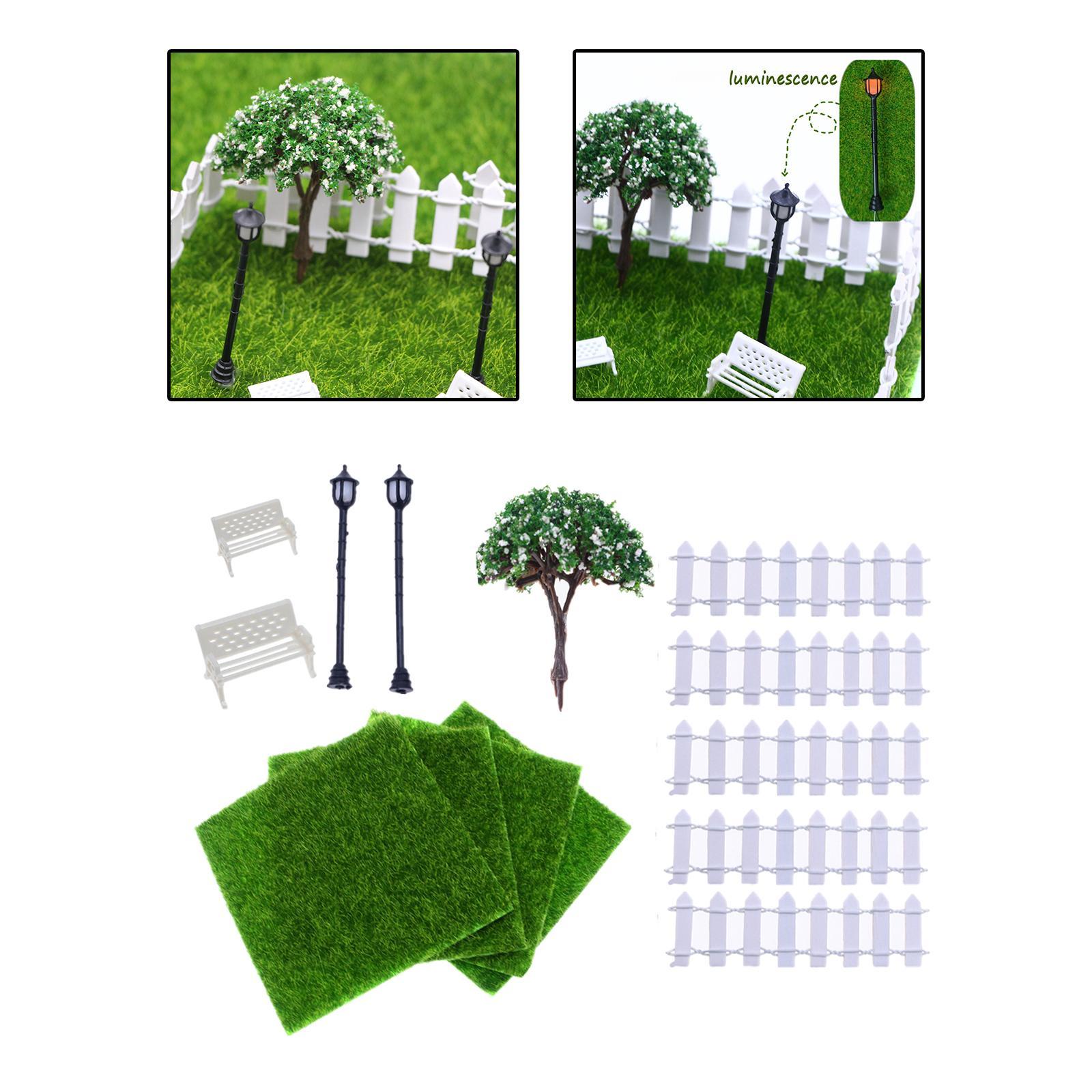 1/12 Miniature Fairy Garden Ornaments Miniature Scene Model Toy Mini Artificial Grass Dollhouse Decoration Accessories for Garden Yard Decor