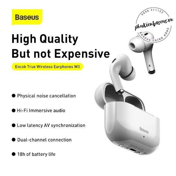 Tai nghe không dây true wireless Baseus Encok True Wireless Earphones W3 (24 giờ sử dụng- Hàng chính hãng.