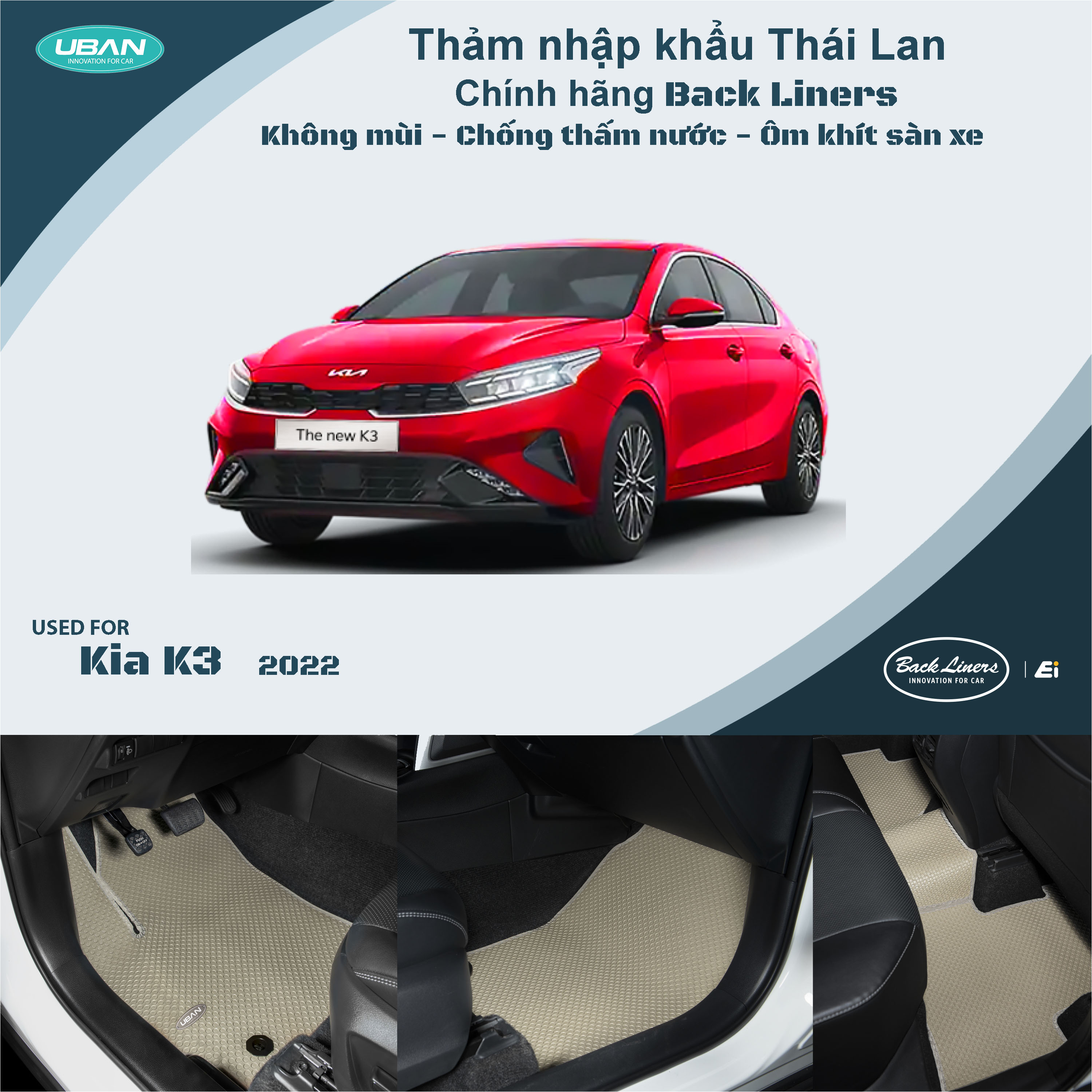 Thảm lót sàn ô tô UBAN cho xe Kia K3 - Nhập khẩu Thái Lan