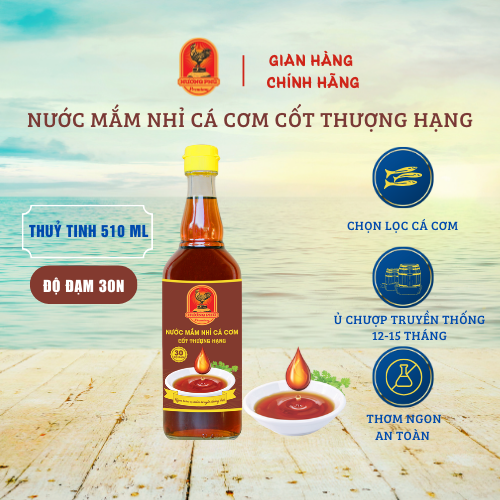 Nước mắm nhỉ cá cơm Hương Phú 30 độ đạm 510ML - Cốt Thượng Hạng - Hàng chính hãng