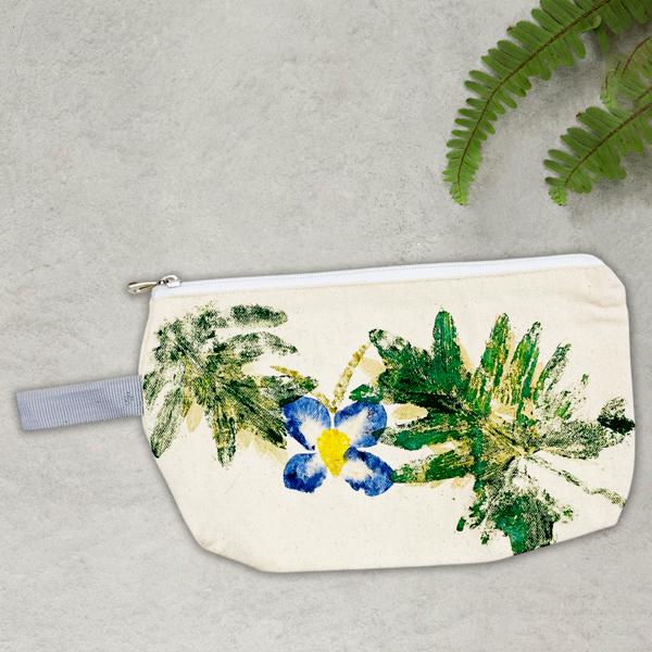 Túi Bút Vải Canvas In Hoa Lá Tươi - Saigon Zerowaste - Mẫu 3