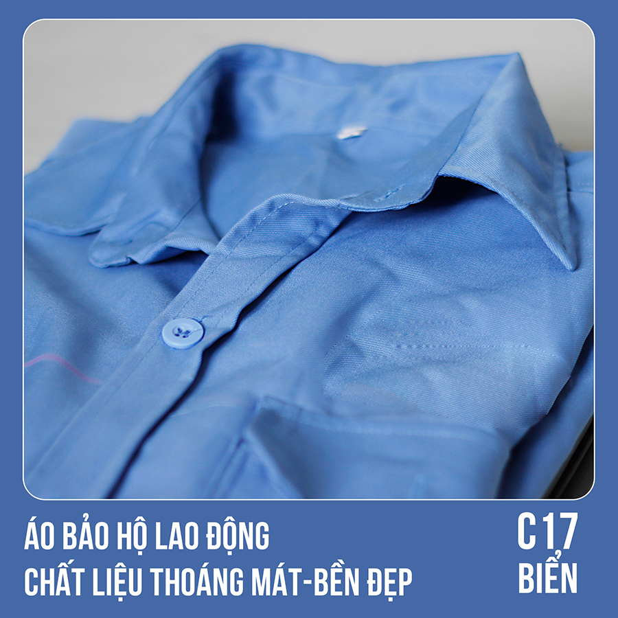 Áo bảo hộ lao động, chất liệu thoáng mát, bền đẹp - Mã C17 (BIỂN) - 5