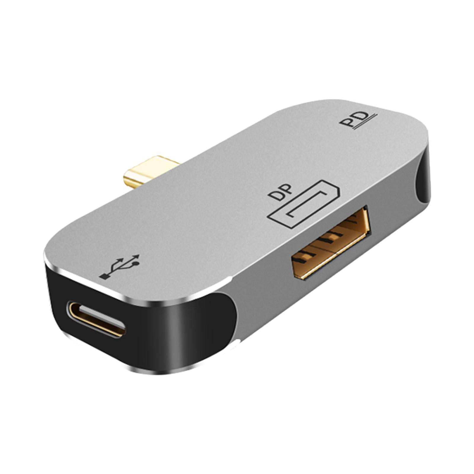 3 in1 Docking Station, DP PD Charging Port Splitter Adapter, Laptop Computer Portable USB Dock