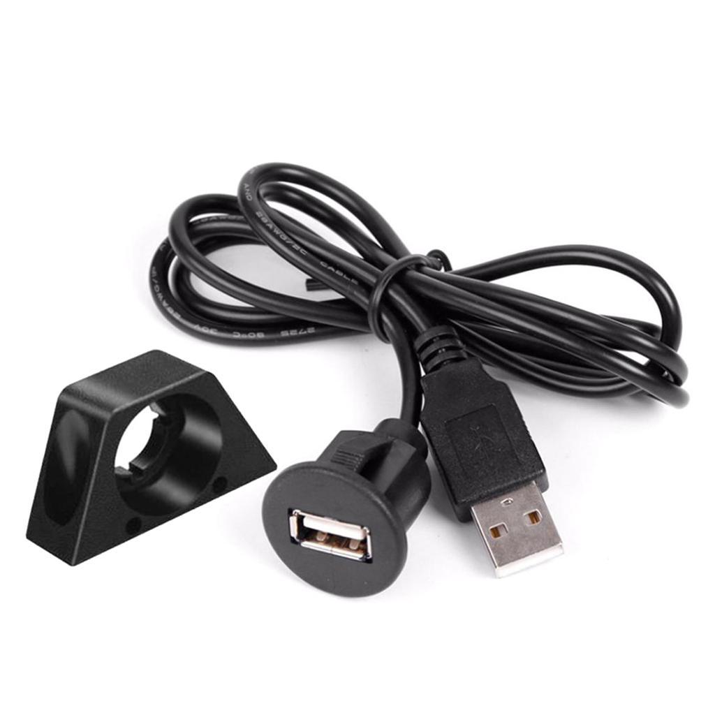 Car  Board Mount USB 2.0 Male To Female Socket Panel Extension Cable 1m