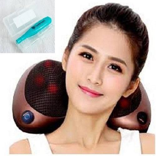 May matxa  gối massage hồng ngoại 8 bi massage trị liệu. Tặng kèm dụng cụ  ngoáy tai có đèn tiện lợi - GDHN Loại Tốt