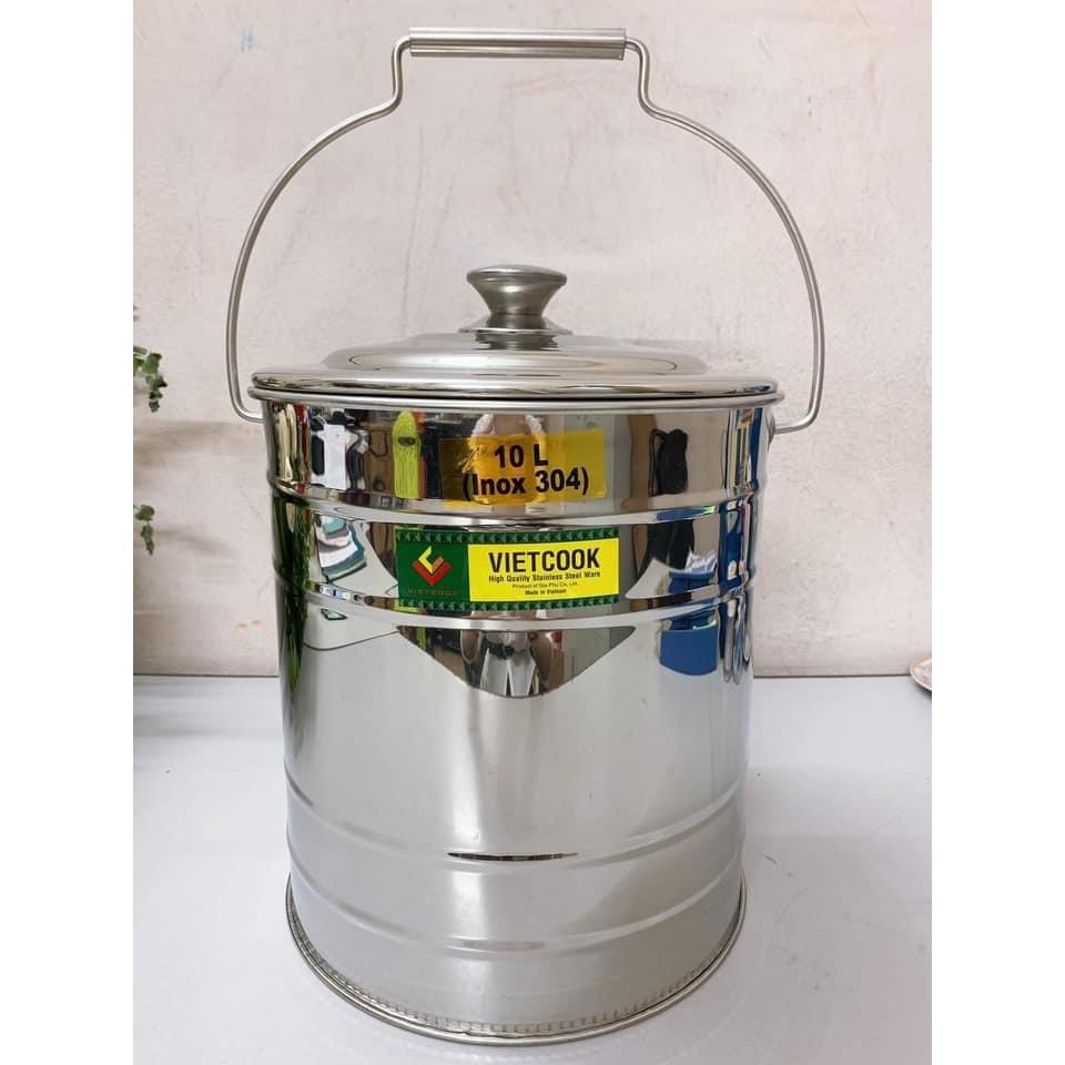 Bình đựng nước sữa, nước, thực phẩm inox 304 10 lít,15 lít, 20lít ko vòi ,Xô inox có nắp đậy
