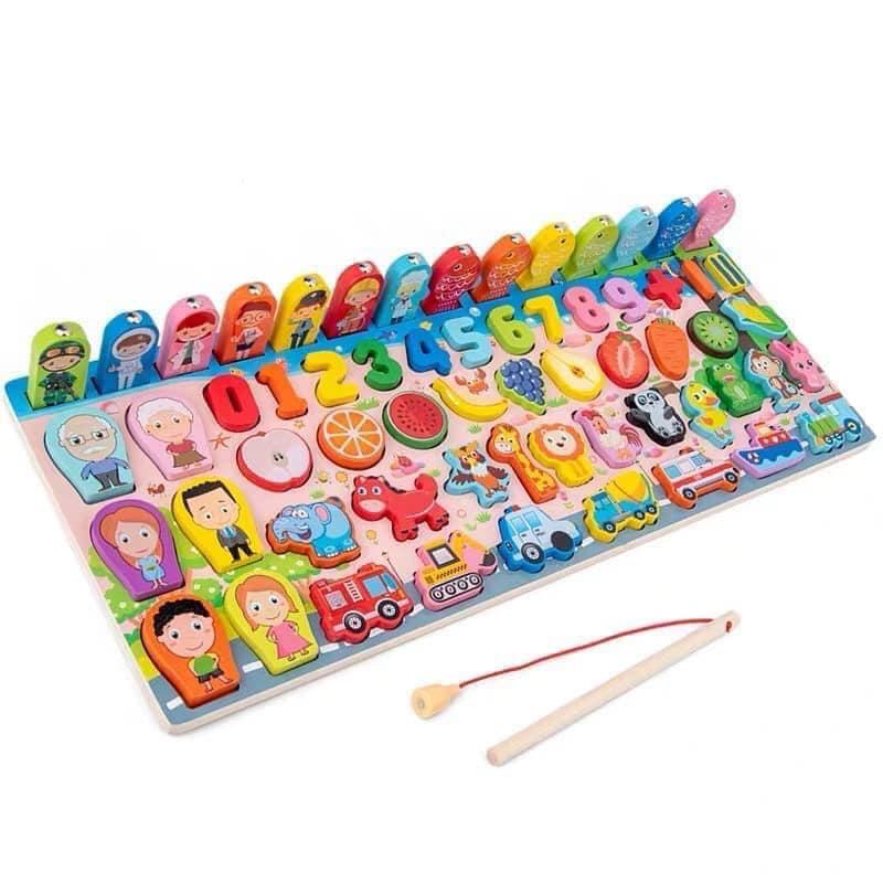 Bộ Đồ Chơi Câu Cá Ghép Hình Gỗ 62 Món Cho Bé  - Hàng Chất Lượng