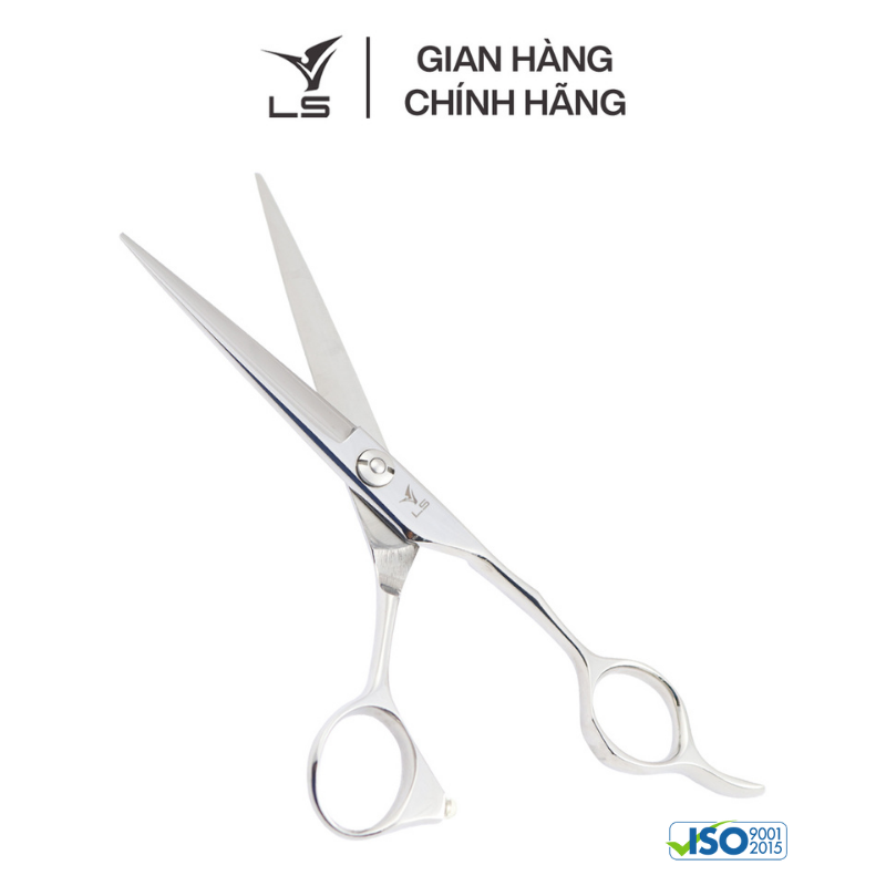 Kéo cắt tóc LS lưỡi thẳng quai offset vênh đỡ ngón cố định JP602