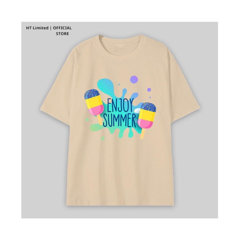 Áo thun thiết kế Unisex họa tiết enjoy summer local brand, Cotton Cao Cấp 100%