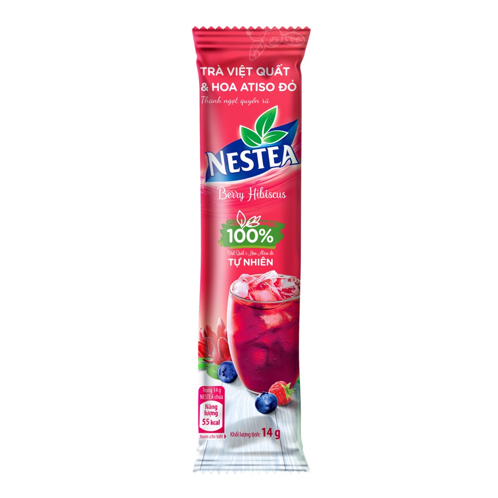 Combo 2 hộp trà việt quất và hoa atiso đỏ Nestea (Hộp 10 gói x 14g) - [Tặng 1 ly thủy tinh]