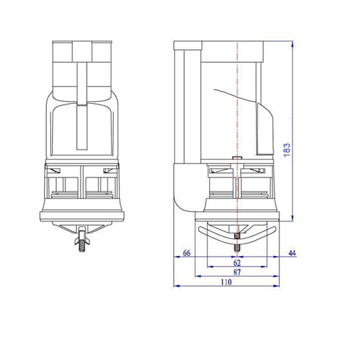 Bộ xả paradise - Van xả nước bồn cầu liền khối 2 nhấn HKC-VX06-101 (Cao 183 mm)