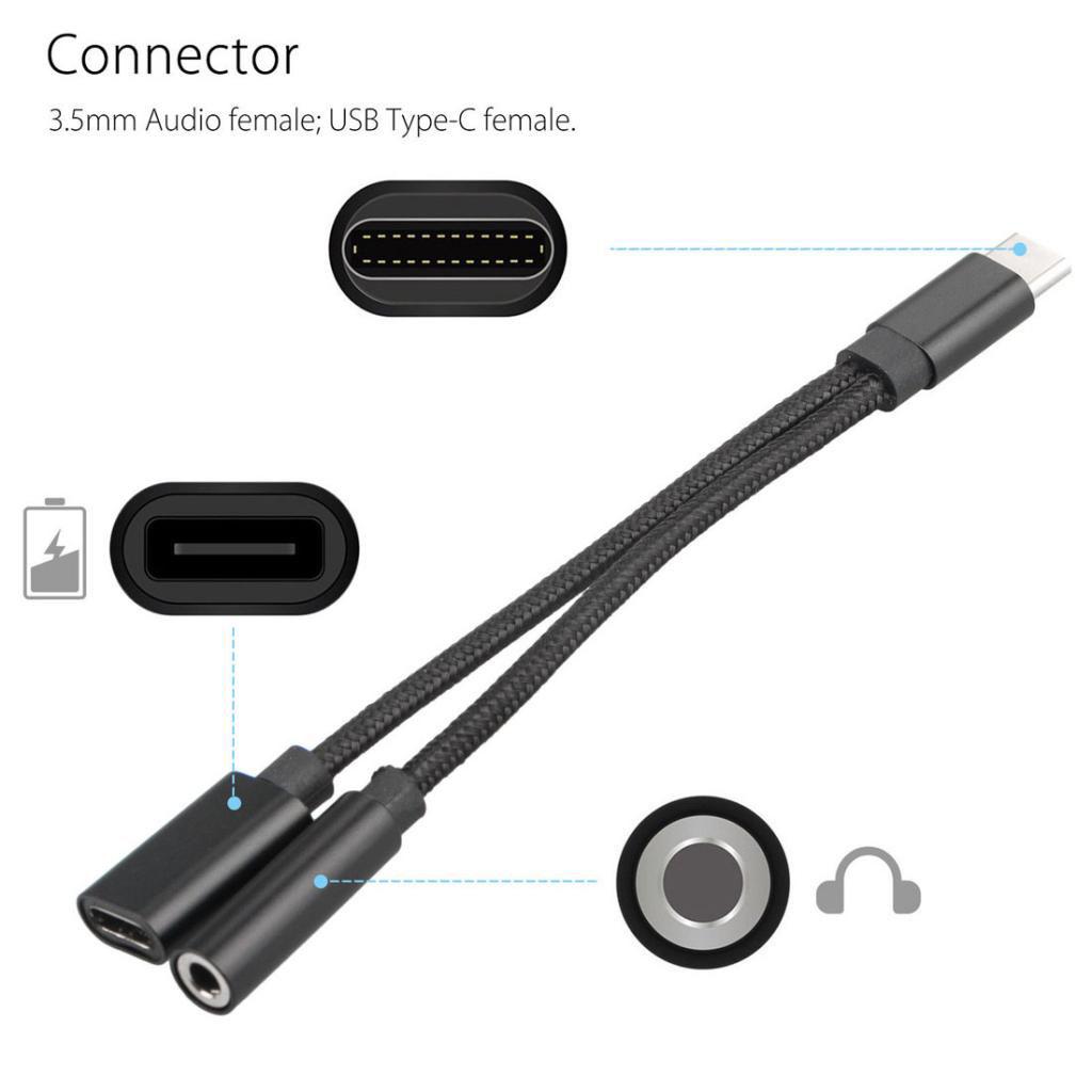 Type C To 3.5 Mm And Charger 2 In1 Headphone Audio Jack USB C
