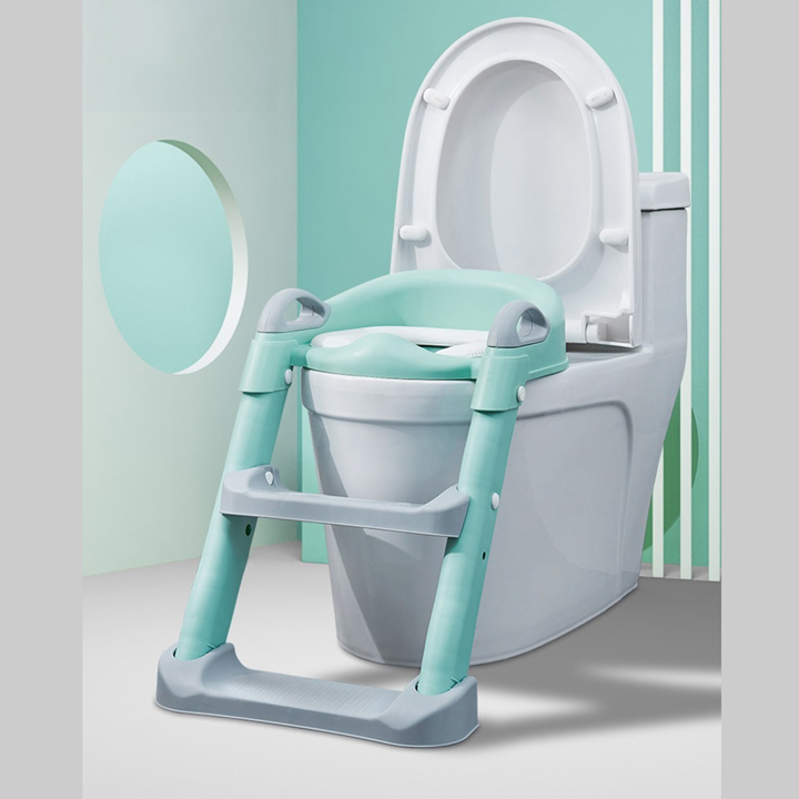 Bậc thang bồn chầu cho bé-ghế  bậc thang bồn cầu trẻ em có tay vịn-bệ ngồi toilet em bé (giao màu ngẫu nhiên)