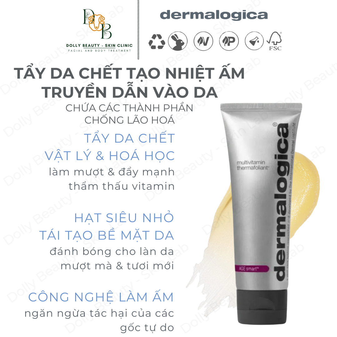 Tẩy da chết nhiệt học chống lão hoá da MULTIVITAMIN THERMAFOLIANT 75ml của Dermalogica - Dolly Beauty