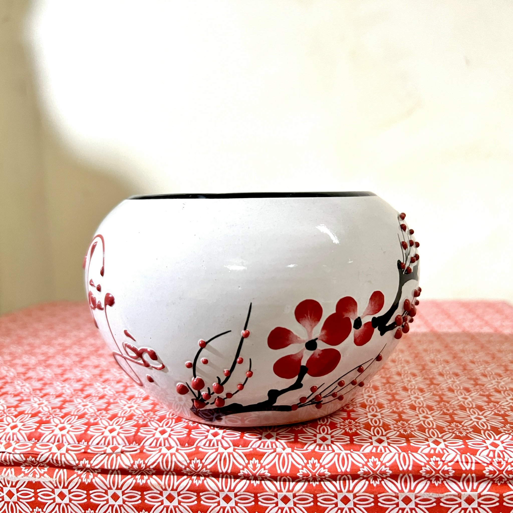 Chậu hoa Tài Lộc gốm Bát Tràng cao 9cm , Vò cắm hoa sứ để bàn