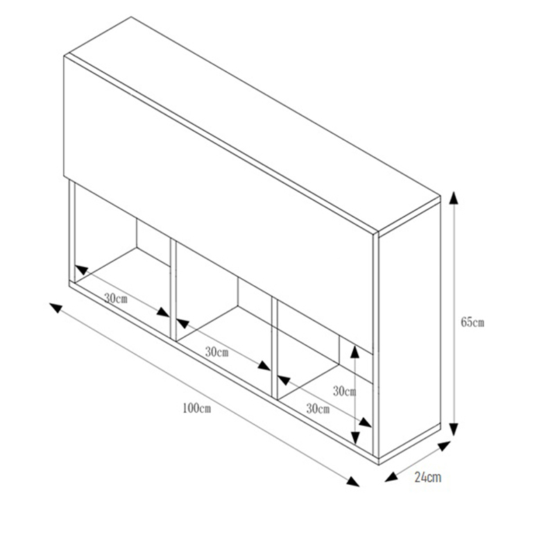 Tủ Sách Văn Phòng Treo Tường 3 Ngăn Có Cánh SIB DECOR