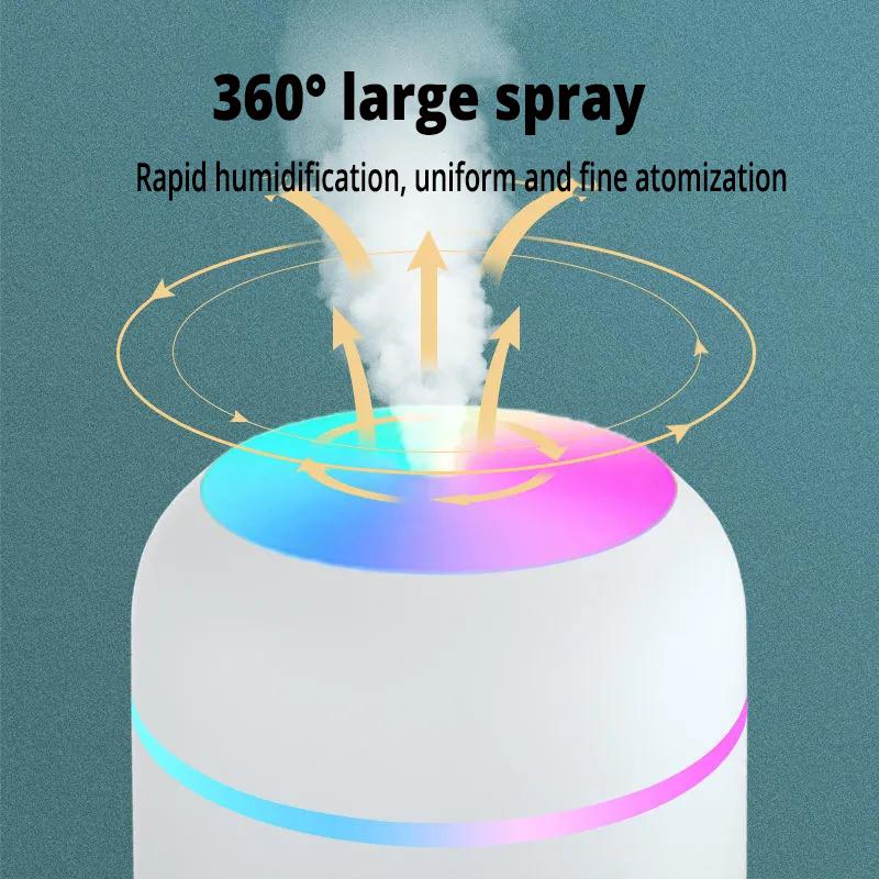 300Ml USB Mini Máy Tạo Độ Ẩm Không Khí Thơm Xe Máy Khuếch Tán Tinh Dầu Siêu Âm Phun Sương Tạo Led Đèn Ngủ Không Khí Tươi Hơn Cho xe Ô Tô Ngôi Nhà