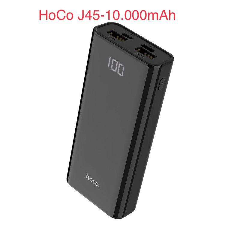 Pin sạc dự phòng hoco J45 dung lượng 10.000mah hỗ trợ 2 cồng sạc hàng chính hãng