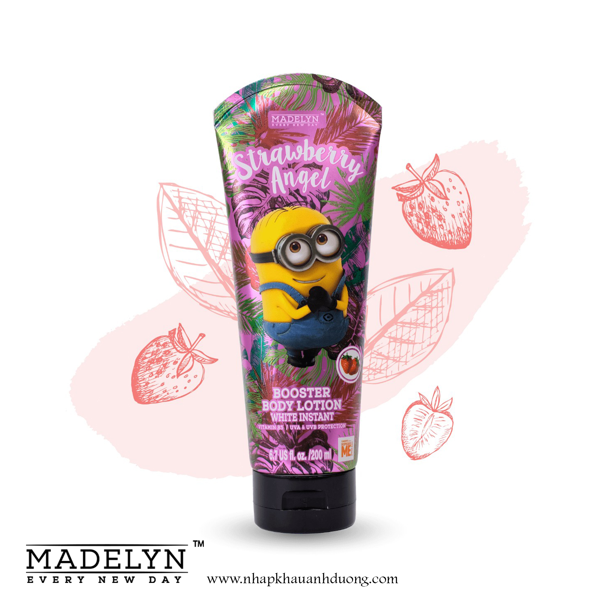 Sữa Dưỡng Thể Trắng Da Hương Dâu Tây (MADELYN MINION BOOSTER BODY LOTION STRAWBERRY ANGEL) 200ml