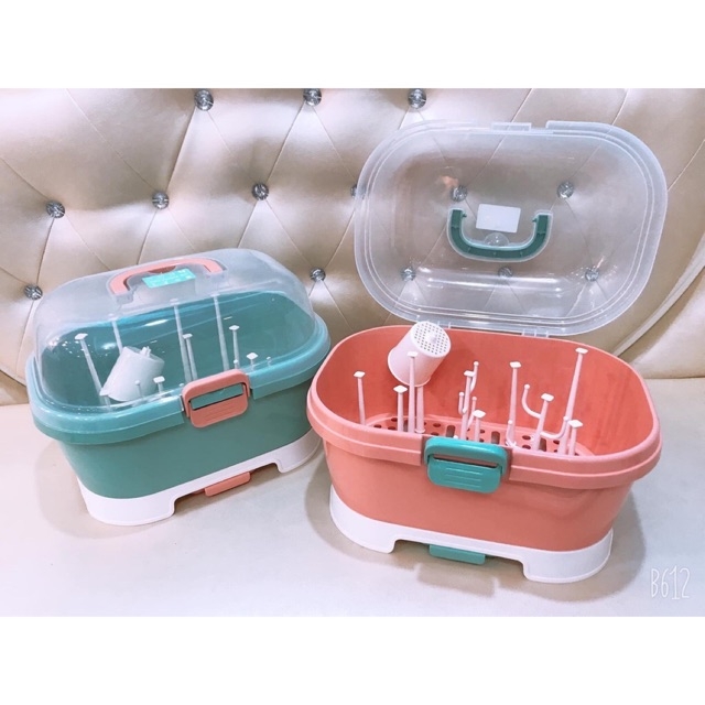 Giá úp bình sữa dạng hộp Box cao cấp bảo quản bình sữa, núm ti khỏi bụi bẩn