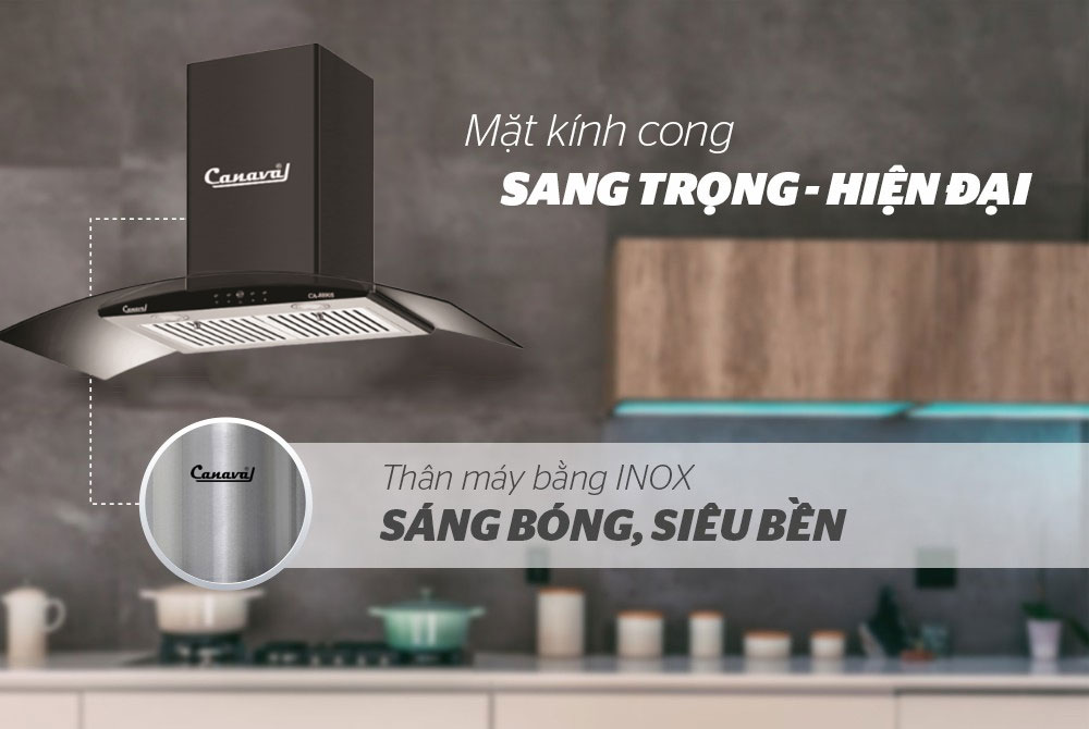 Máy hút mùi kính cong Canaval CA8890S - Hàng nhập khẩu