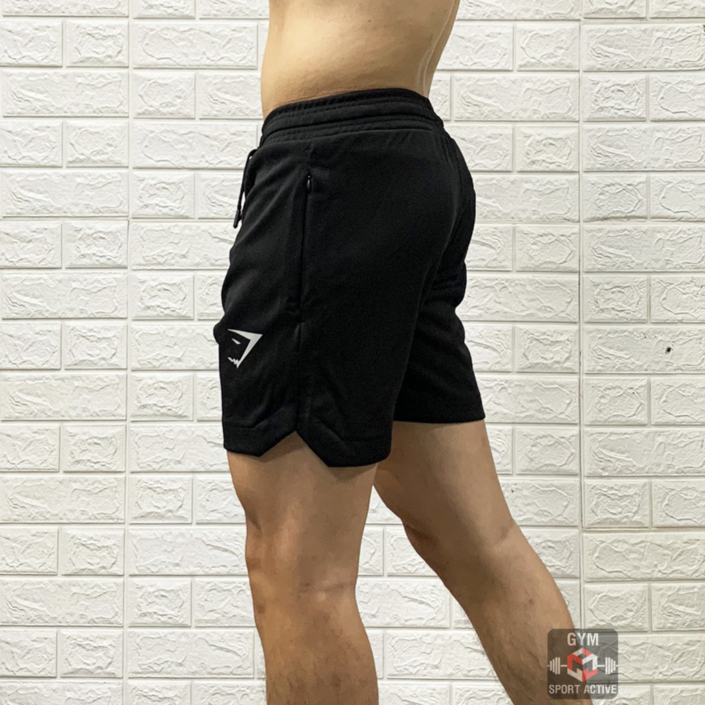 Quần short nam thể thao quần đùi tập gym chạy bộ nam short gym shar'ks phom ngắn trên gối thun poly 4 chiều