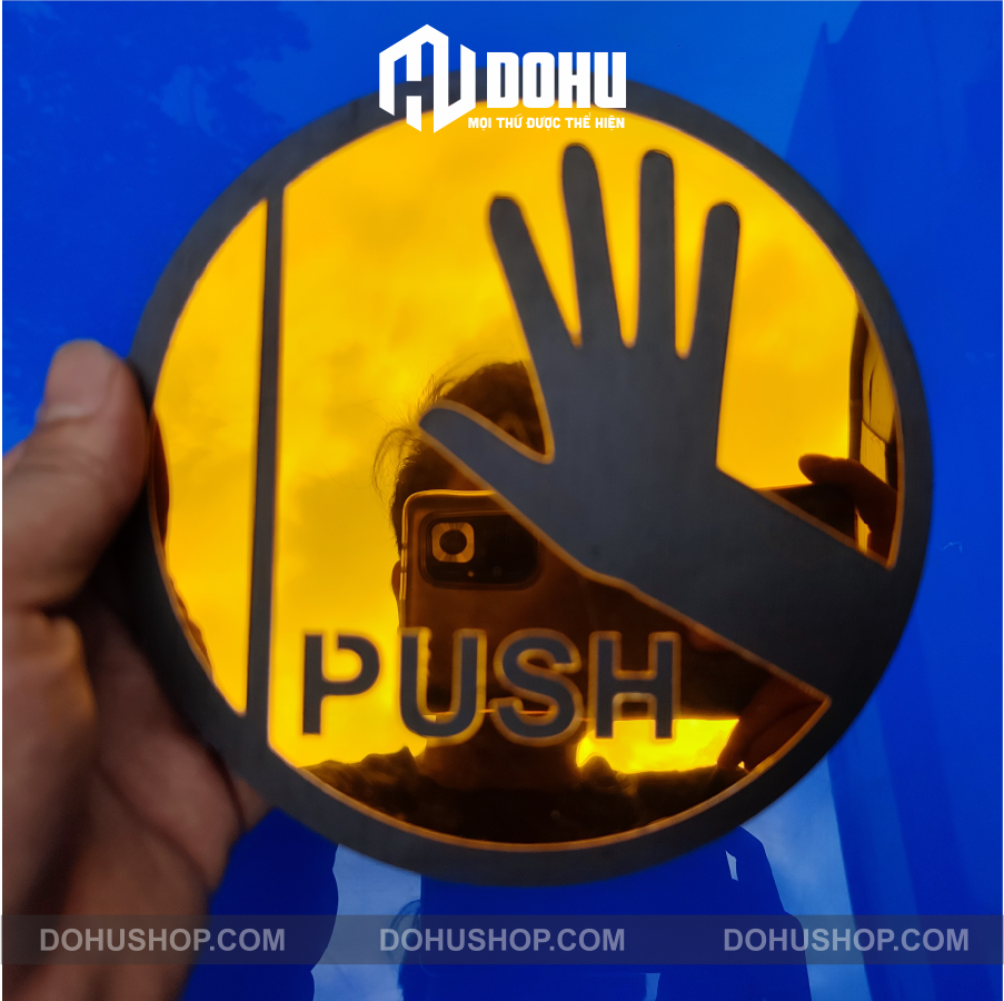 Bảng Gương Vàng Gắn Cửa Pull và Push - Có sẵn băng keo phía sau