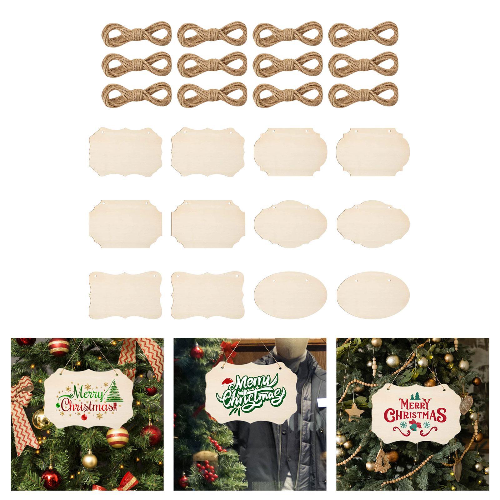 12 Pieces Unfinished Hanging DIY Blank Wooden Plaque for Bar Party