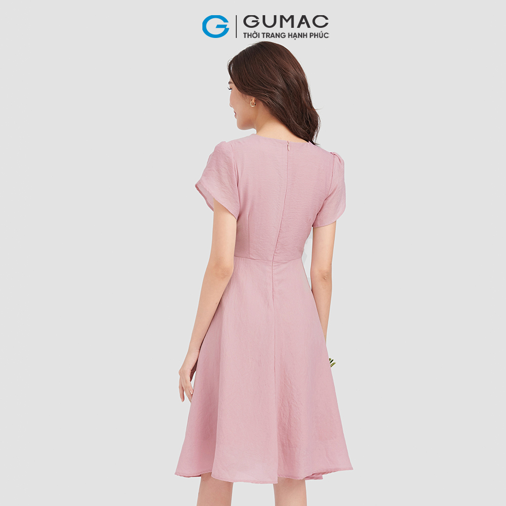 Đầm form A xòe GUMAC LD0835 cổ tròn tay xòe nữ tính