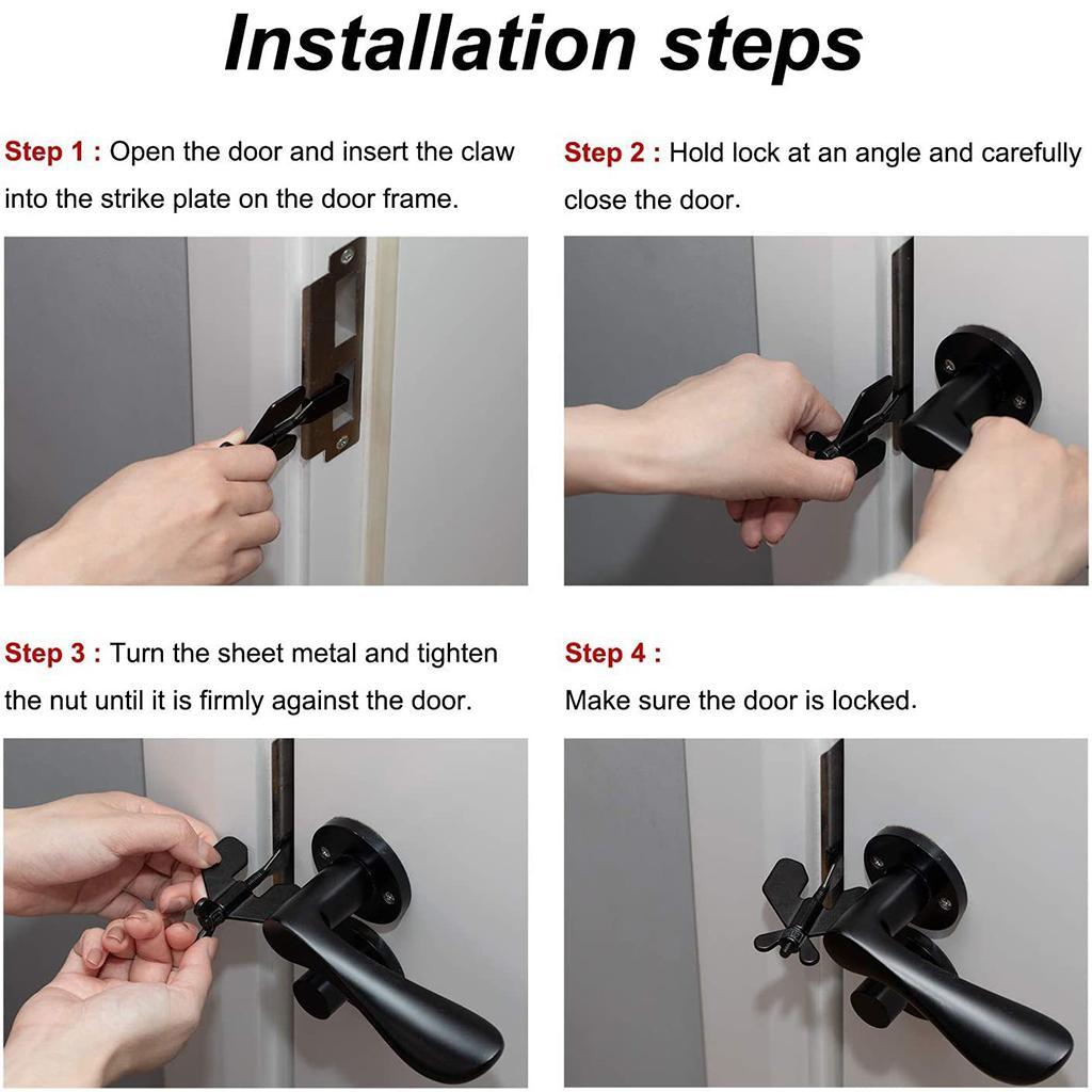 Stainless Steel Small Portable Door Lock  Bedroom  Lock Black