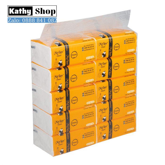Túi 10 gói GIẤY RÚT GẤU TRÚC MyLan Gói 100 Tờ 3 LỚP, dai, mềm và mịn, đảm bảo an toàn, không bụi