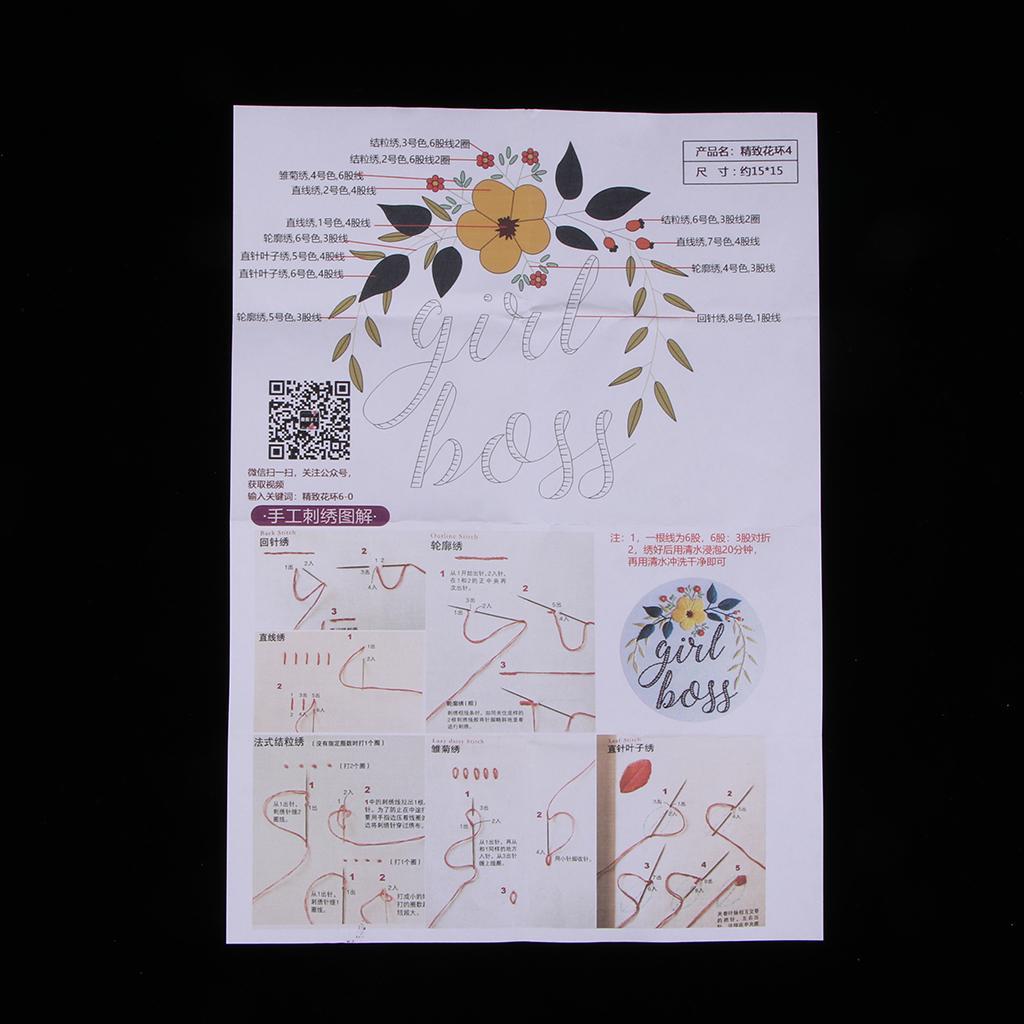 Embroidery Starter Kit with Flolwer Pattern DIY Needlework Kit for Beginners