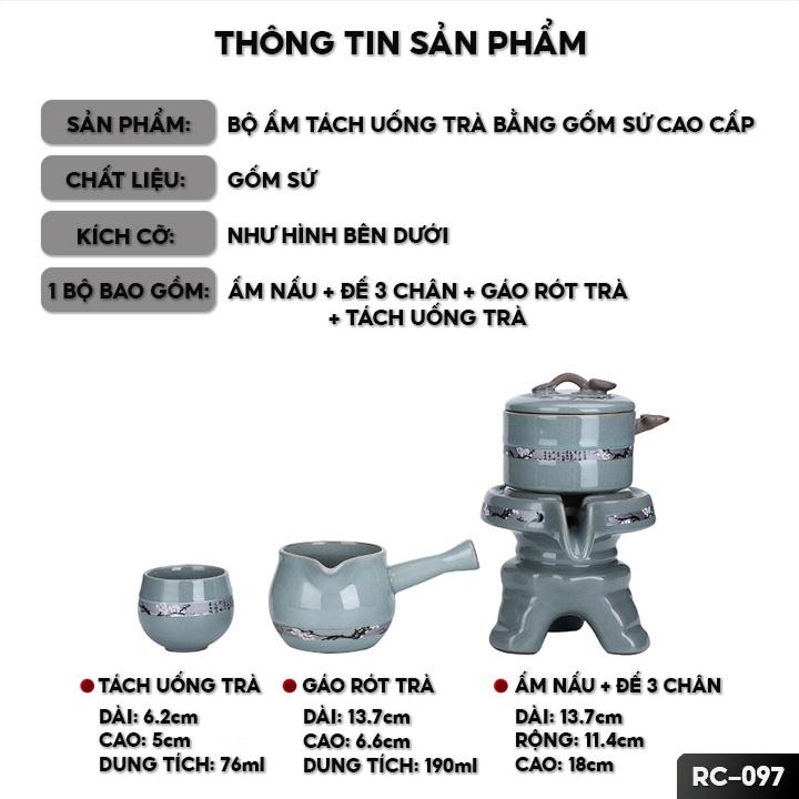 Bộ Ấm Chén Uống Trà Đạo Bộ Pha Trà Kèm Với 6 Cốc Gốm Sứ Cao Cấp RC-097