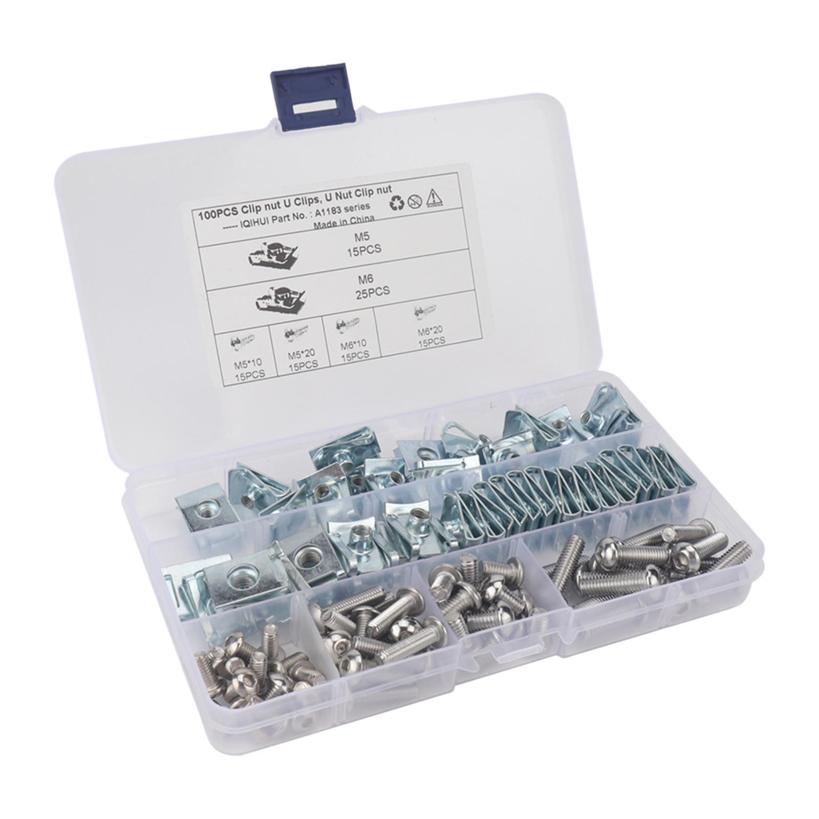 Car Bolt Nut clip Fasteners Kits with Storage Box for Dash Door Panel Interior