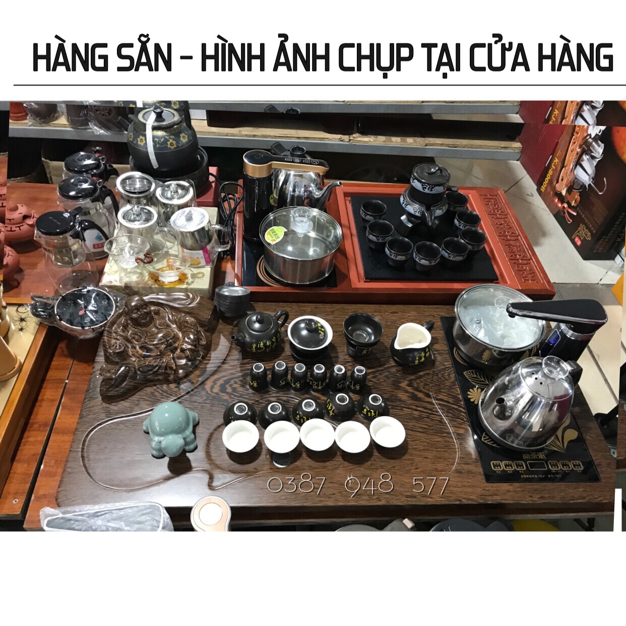 Bộ Bàn trà điện thông minh,phật di lặc khay gỗ 0108 ,Bếp đun nươc cảm ứng đa năng tự động phong cách trà đạo ,Ấm chén gốm sứ tuỳ chọn sản phẩm bao gồm đầy đủ như hình