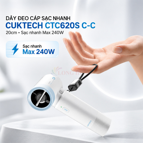 Cáp USB Type-C to Type-C Cuktech 6A TPE 20cm 240W CTC620S - Hàng chính hãng