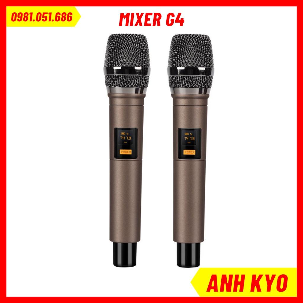 Mixer G4 có tặng kèm 2 tay mic không dây cao cấp, có thể kết nối ra loa kéo, âm ly sử dụng dễ dàng bảo hành 12 tháng