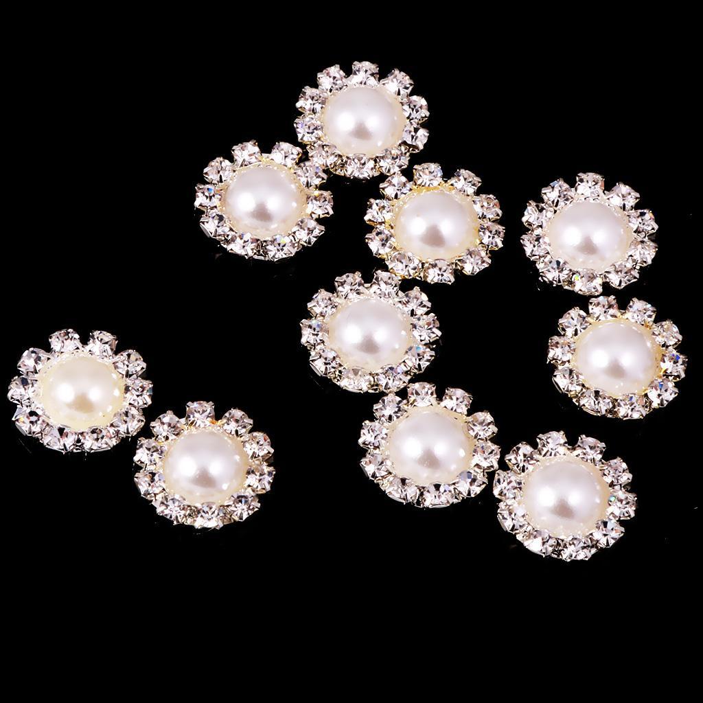 4-20pack 10 Pieces Crystal Pearl Flatback Buttons Scrapbooking Embellishment