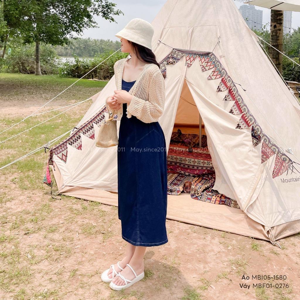 Áo khoác len LƯỚI Montoghi CÀI NÚT TIM tay dài dáng lửng Quảng Châu xinh xắn