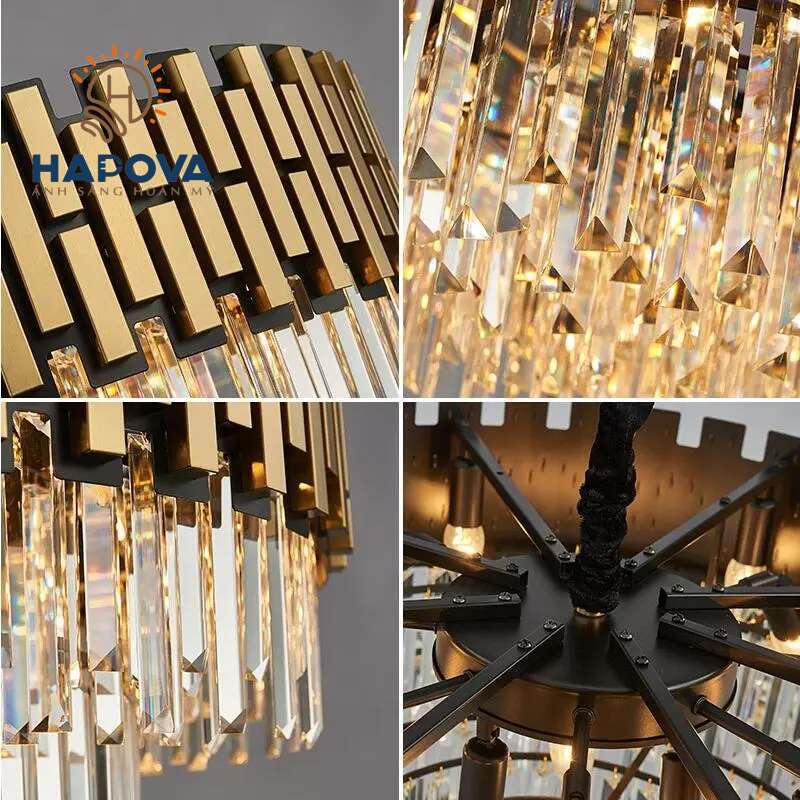 Đèn chùm pha lê cao cấp phòng khách HAPOVA KANDI MS 032 kích thước 800mm