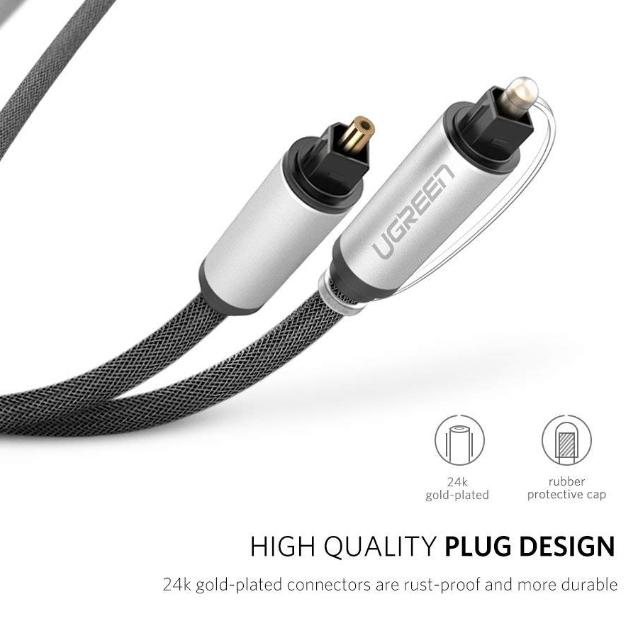 Cáp Audio quang Toslink dài 1.5M Ugreen 10542 vỏ nhôm - Hàng Chính Hãng