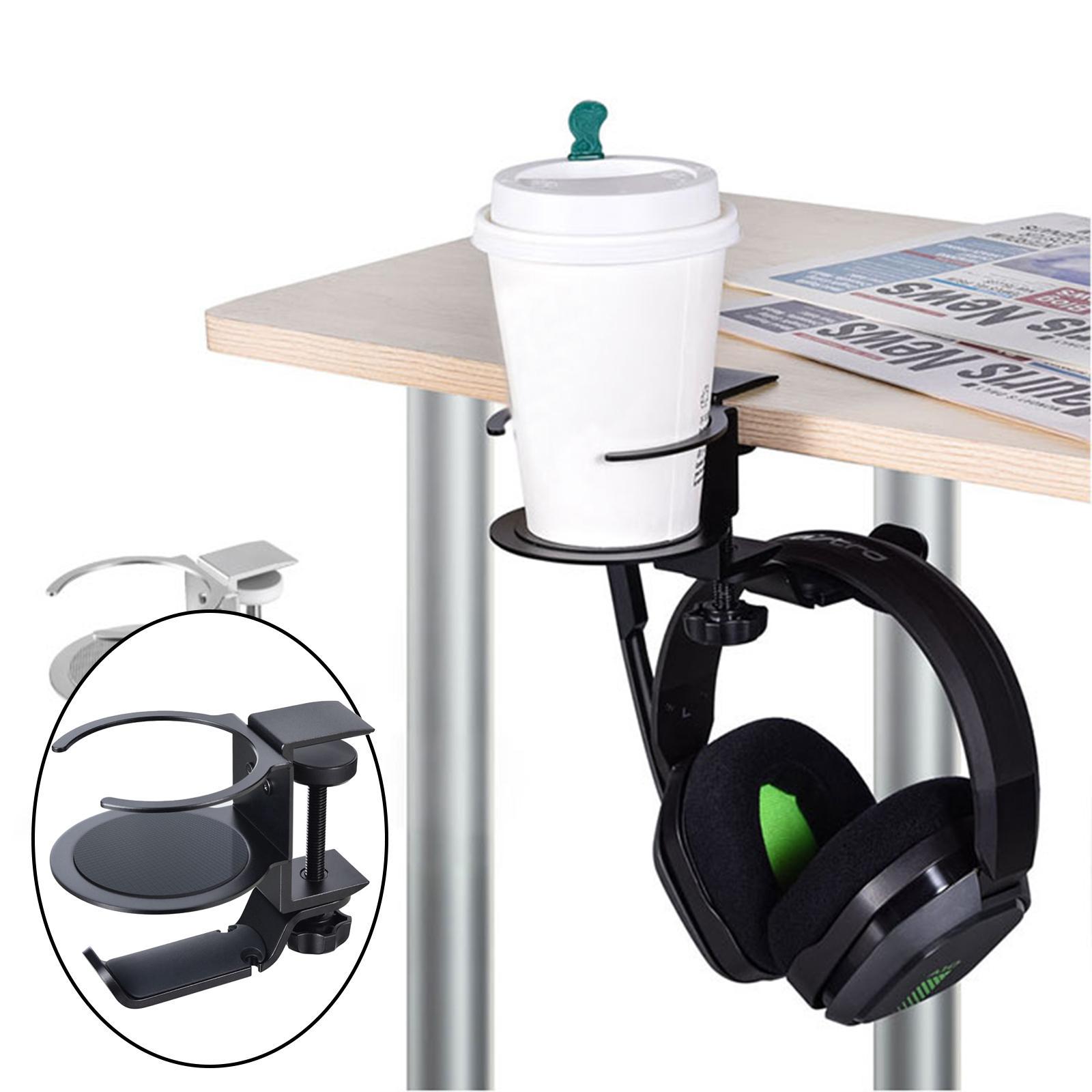 Headphone Hanger Cup Holder Headphone Hook Headphone Hook Cable Clip Black