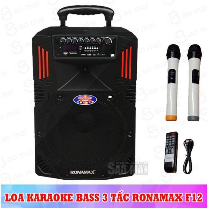 Loa Kéo Di Động Bluetooth Karaoke Ronamax F12 -3 Tấc + Tặng kèm 2 micro ko day