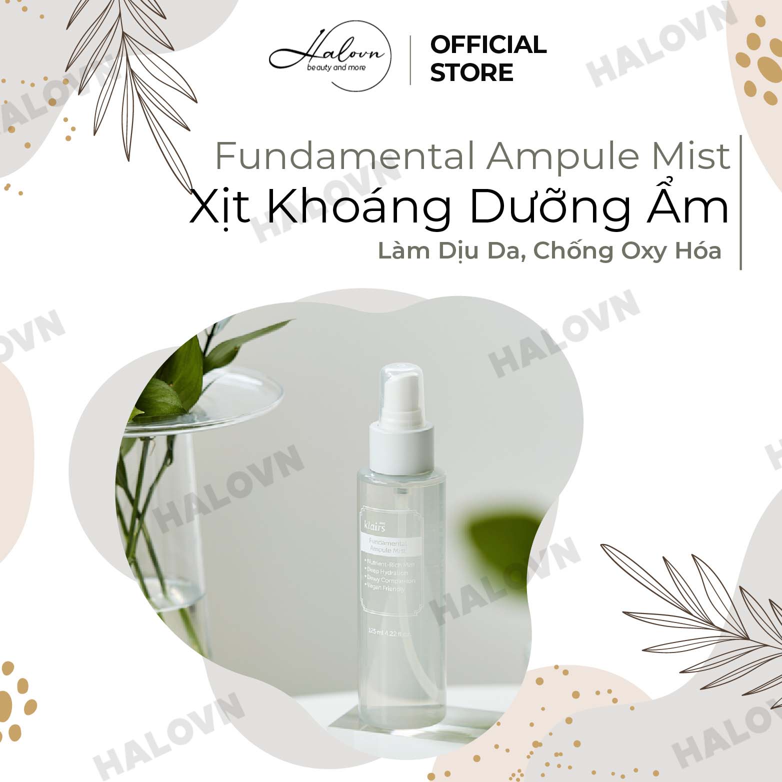 Xịt Khoáng Dưỡng Ẩm Không Nhờn Dính Klairs Fundamental Ampule Mist 125ml