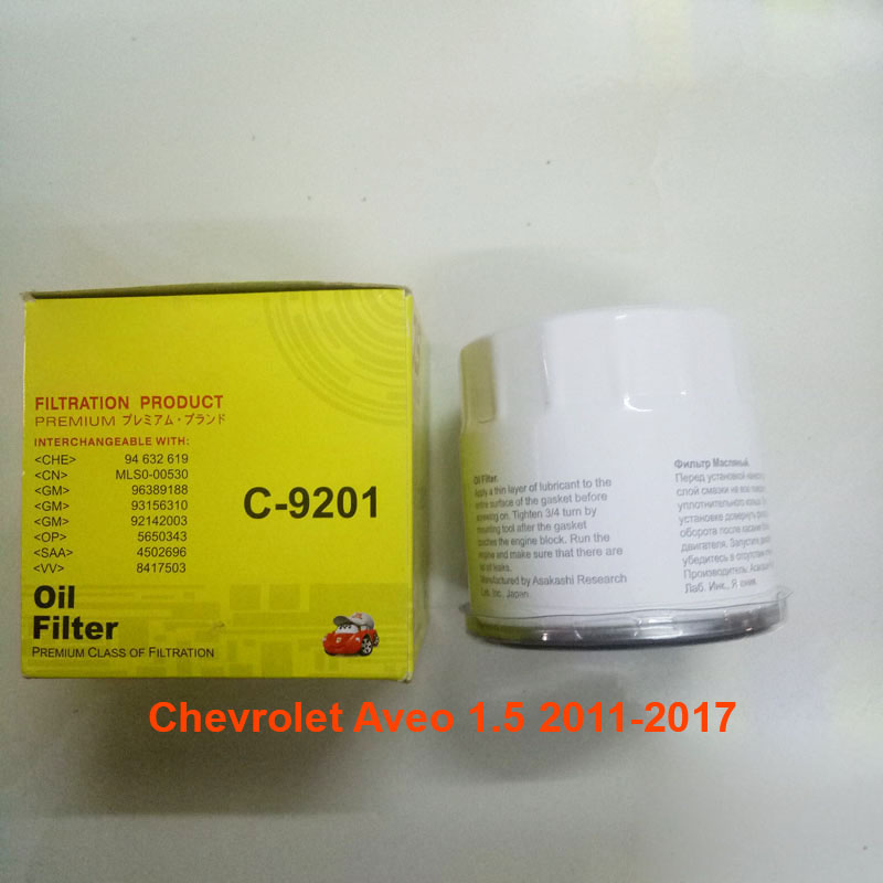 Lọc nhớt C9201-1 dùng cho Chevrolet Aveo 1.5 Việt Nam 2011, 2012, 2013, 2014, 2015, 2016, 2017 và 1.4 2017, 2018 96389188