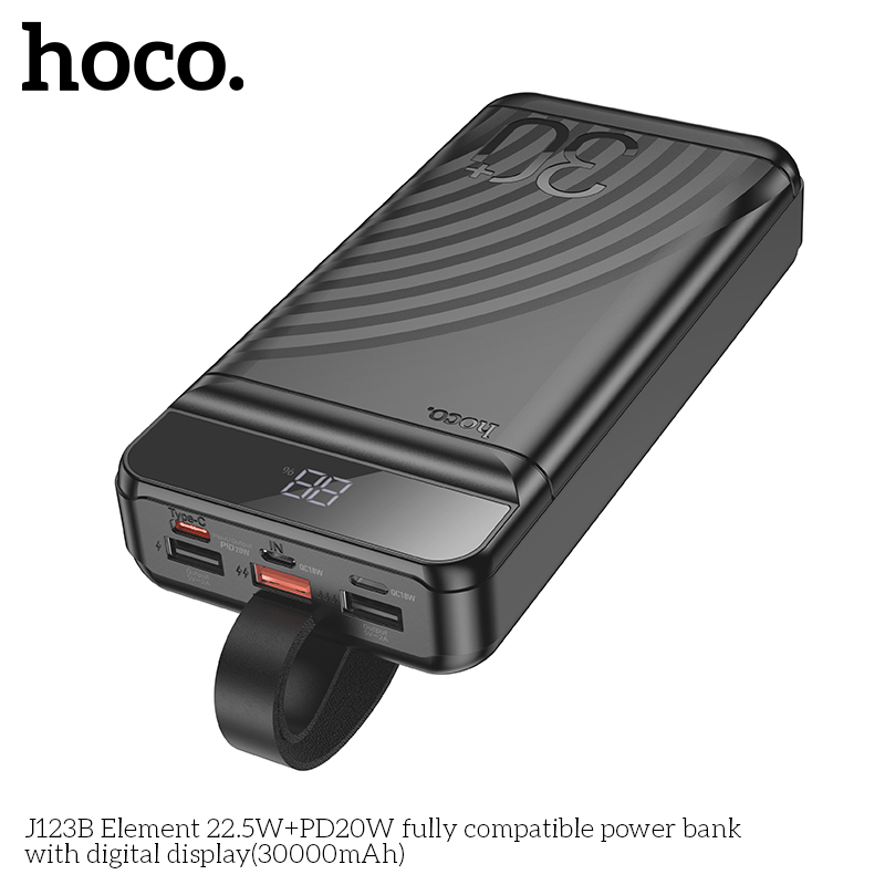 Pin Sạc Dự Phòng Dành Cho Hoco J123B Element Màn Hình Kỹ Thuật Số 30000Mah 22.5W + Pd20W Qc3.0 Cao Cấp Hàng Chính Hãng