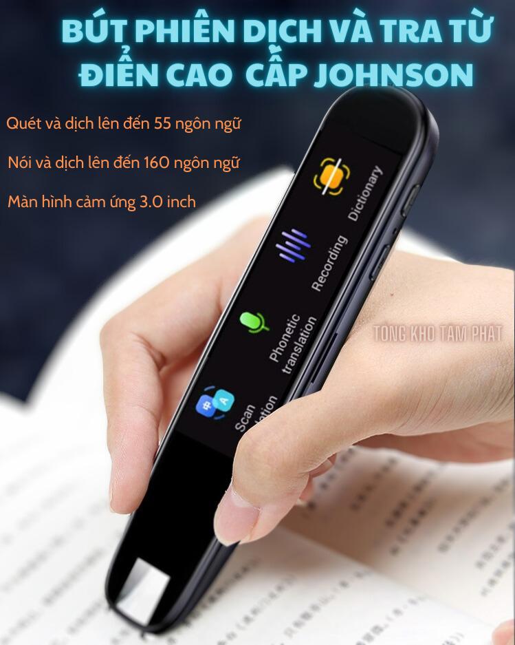 Bút Quét Dịch và Tra Từ Điển JOHNSON thông Minh hỗ trợ 160 Ngôn Ngữ Trên Thế Giới nhỏ gọn thuận tiện cầm tay có màn hình cảm ứng 3 inch, hỗ trợ kết nối WIFI và khe cắm thẻ nhớ - Hàng nhập khẩu