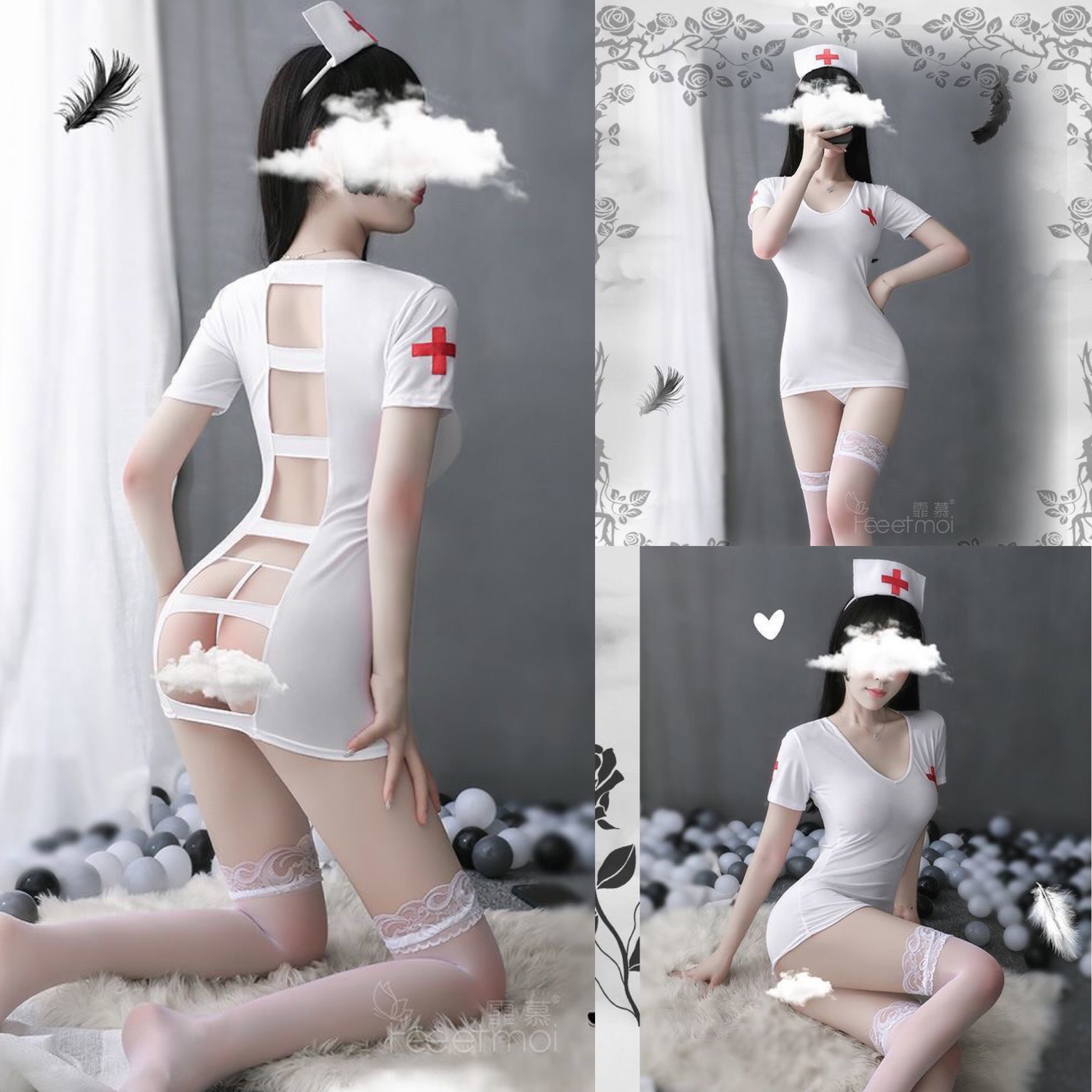 Đồ ngủ Cosplay y tá hở lưng sexy quyến rũ