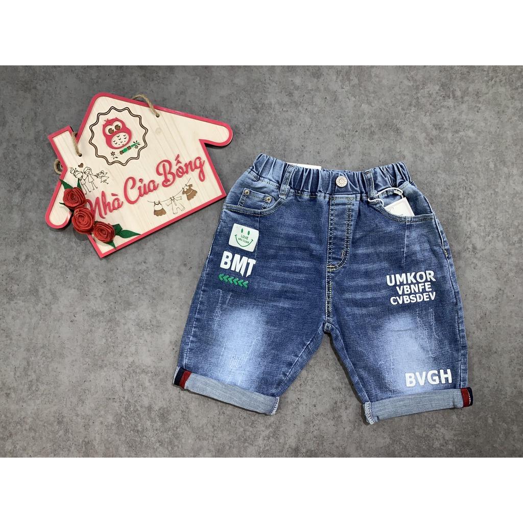 Quần jeans lửng bé trai phối chữ BMT size 30 - 47 kg